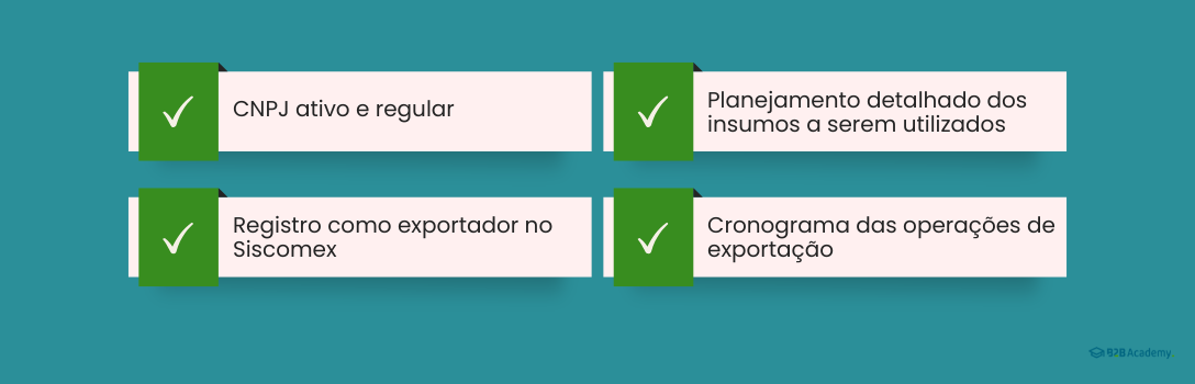 Requisitos básicos para operar o Drawback